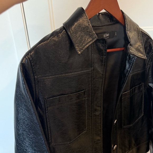 Faux cuir fake leather glossy black jacket - Picture 5 of 14